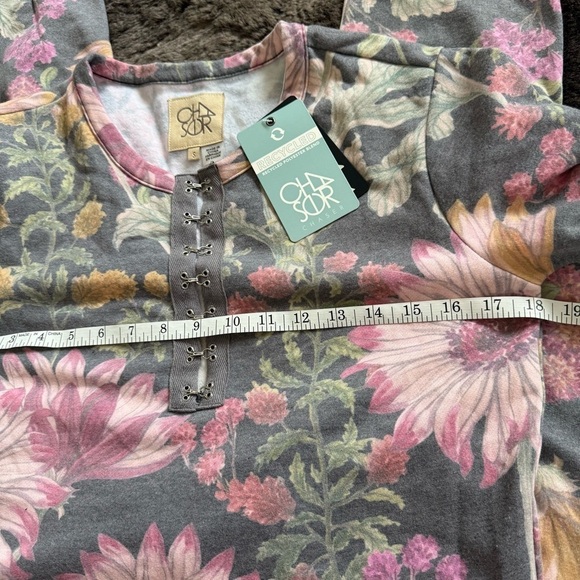 Chaser Henley Soft floral jumpsuit drawstring waist Lounge Recycled material S - Picture 7 of 11